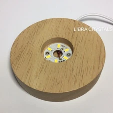 Crystal Light Wood Base Stand Display Pedestal Night Light WARM LED 4in