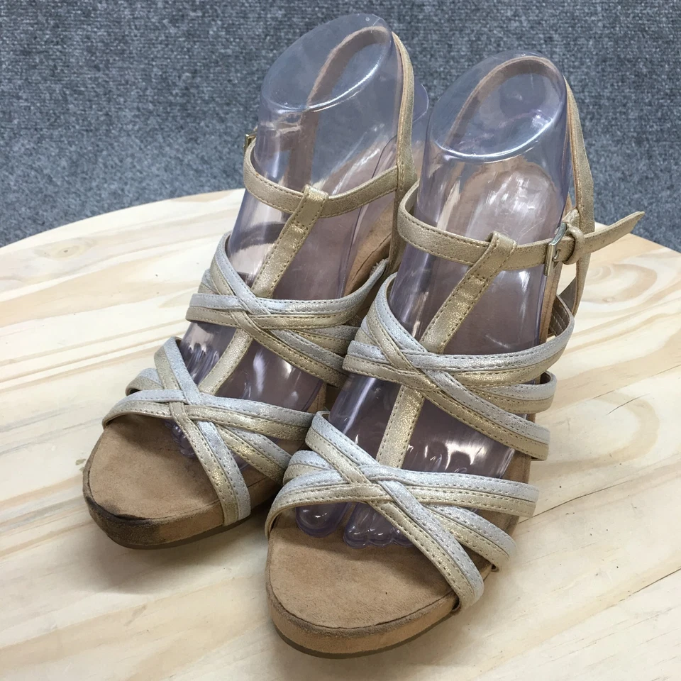 Sandalias aerosoles para mujer 9 felpa con cordones plateadas punta abierta tacones de cuña informales Foto 3 de 4