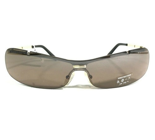 Escada Sunglasses E1386 GEU Gold Wrap Rimless Frames with Brown Shield Lens - Picture 2 of 10