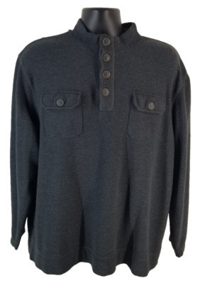 METHOD Mens Pullover Sweater SIZE XL Long Sleeve Gray Stand Up Collar Cotton