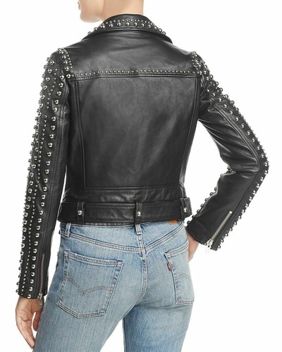 Stylische Jacke schwarz Punk Echtleder silber Nieten alle Größen verfügbar - Bild 2 von 3