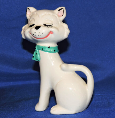 RARA statuina gatto ceramica antropomorfo MCM vintage anni 50 con cravatta / Giappone - Foto 5 di 12