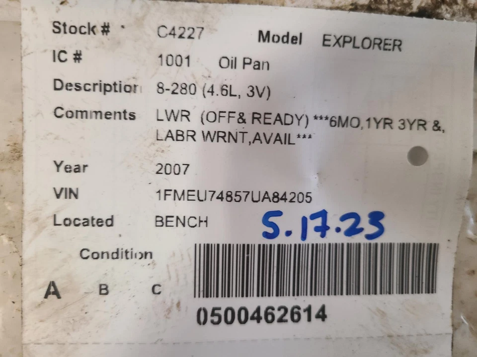 Used Engine Oil Pan fits: 2007 Ford Explorer 8-280 4.6L 3V Grade A - Изображение 3 из 4