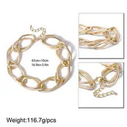 Mehrschichtige Halskette - goldfarbene Kette Choker Hip Hop große dicke klobige Kette - Bild 6 von 33