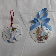 Two Vintage Sand Dollar Christmas Tree Ornaments