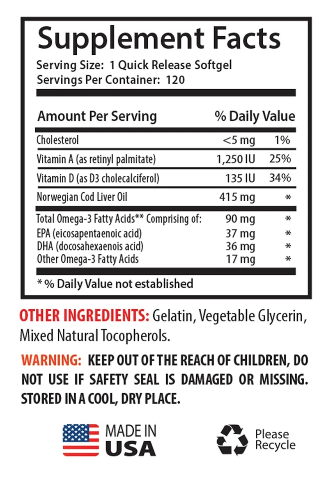 Эфирные жирные кислоты — масло печени норвежской трески 600 мг — сжигатель жира для мужчин 2B - Изображение 2 из 4
