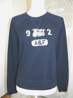Abercrombie Fitch Navy Embroidery Bull Dog Sweater Girls Junior