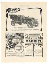 1907 Auto Ads on F&B of Pg: Corbin, Gabriel, Truffault, Wayne Auto of Detroit