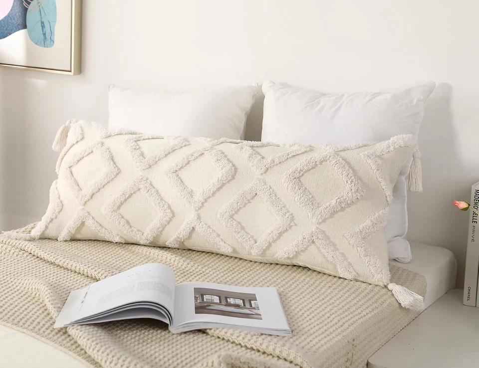 Funda Almohada Lumbar Larga Decorativa 14X36 Boho, Chenilla Super Suave Extra Larga Lu Foto 3 de 4