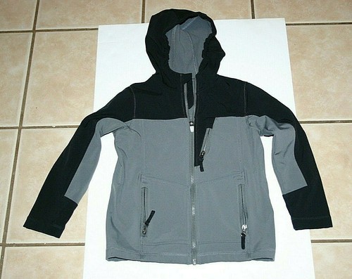 Lands End hoodie jacket youth medium full zip black gray kids 5 / 6