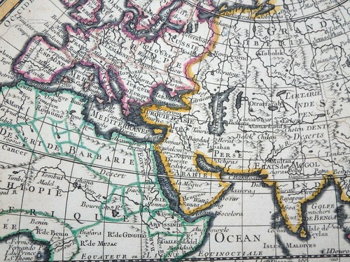 ÄUSSERT SELTENE WELTKARTE WORLDMAP HEMISPHÄRE MAPPE MONDE NOUVELLE LE ROUGE 1744 - Picture 9 of 12