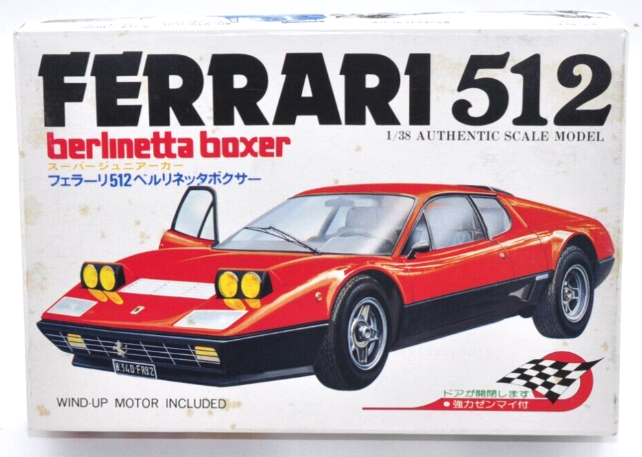 Vintage Kawai Shokai Ferrari 512 Berlinetta Boxer 1/38 Wind‑Up