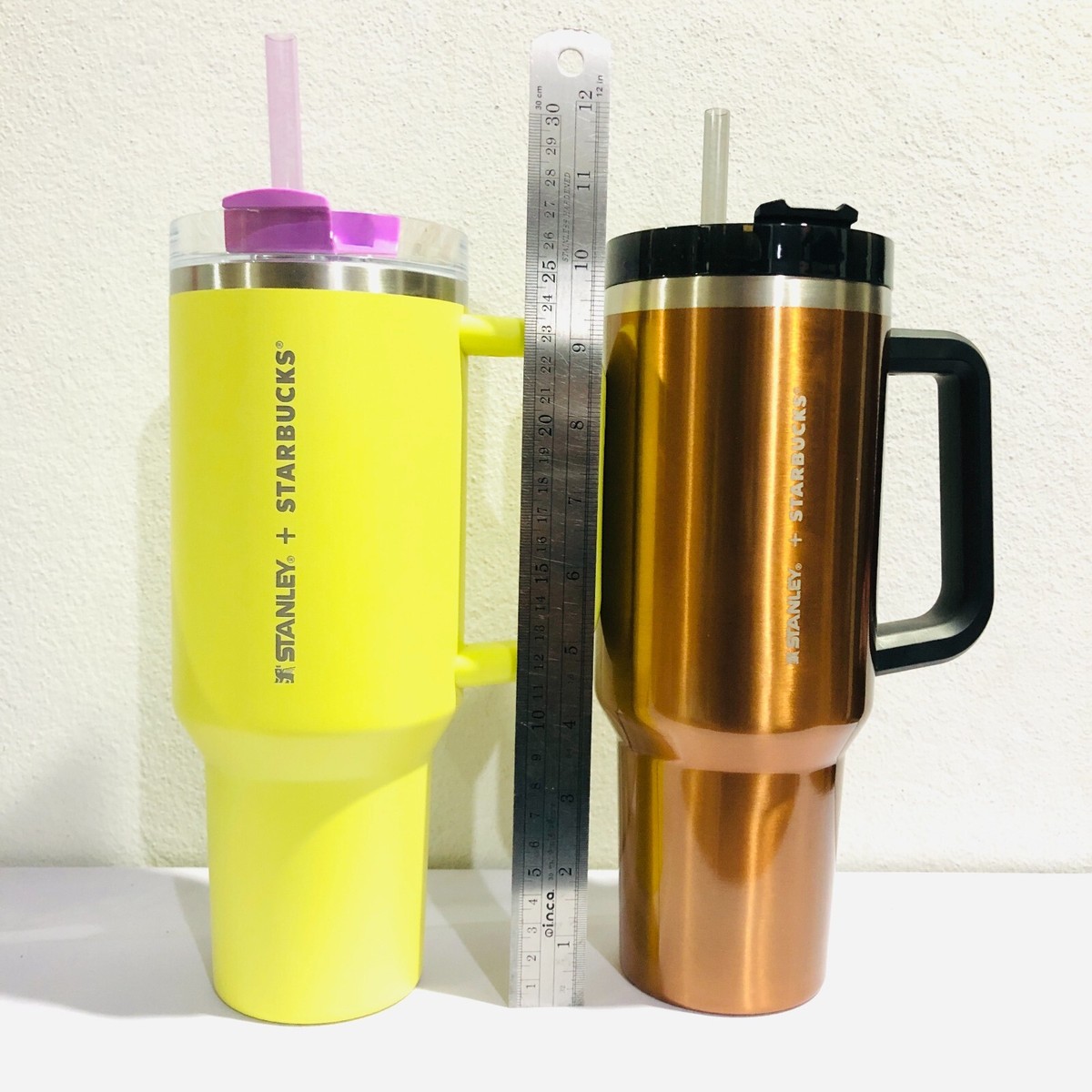 Set 2Pcs.Starbucks+Stanley 40 oz. Quencher Tumbler Copper Lime