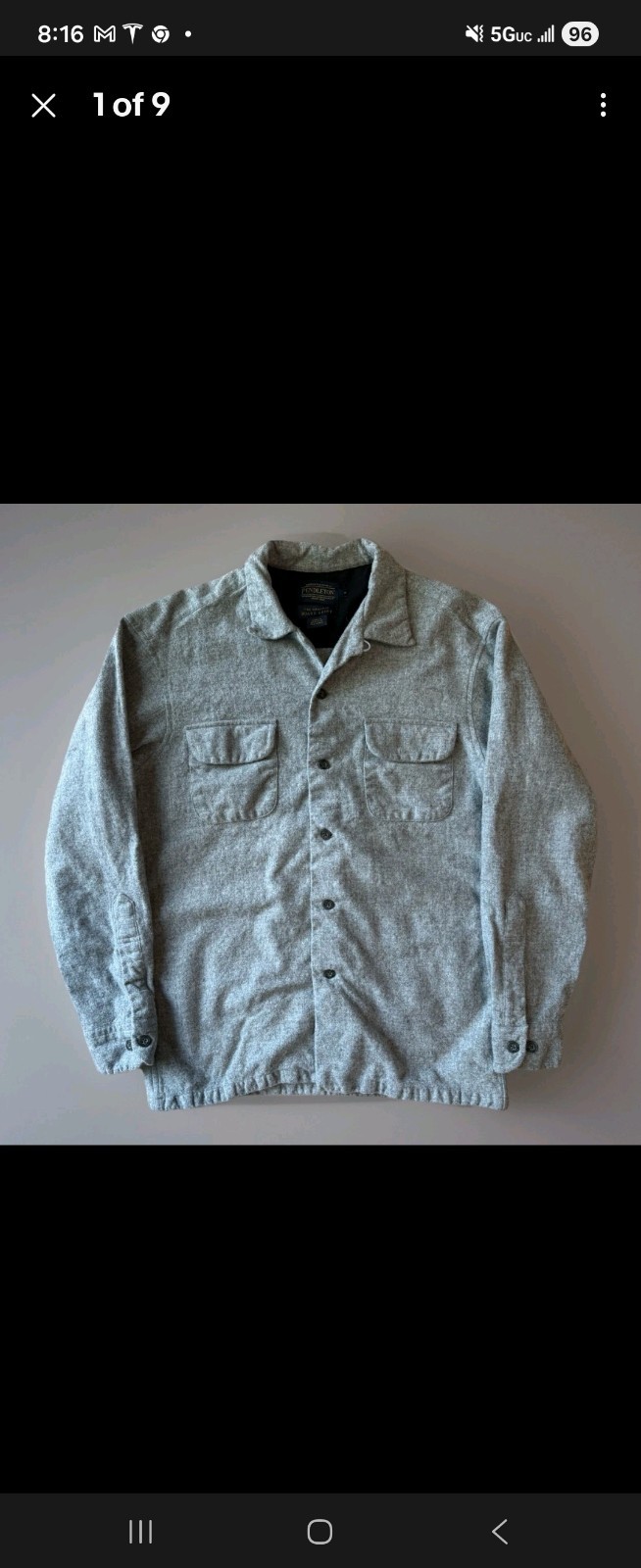 Pendleton Board Shirt Medium Gray Loop Collar Woo… - image 1