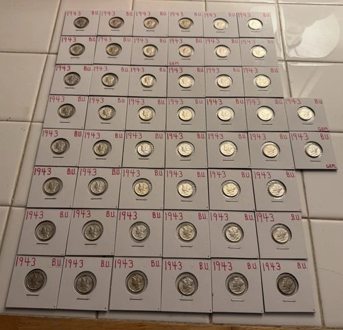 1943 Mercury Silver Dimes Lot (x1 Coin) ~ BU/UNC/MS+ 90% Silver SUPERB GEM 🤩