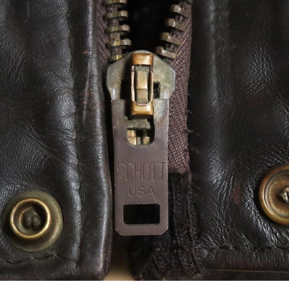 SCHOTT L-634M-5 Flight Jacket Men Dark Brown Size 46 Shoulder Epaulets Used - Image 3 of 4