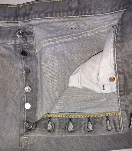 Levis 501 Button Fly Jeans Mens 40x32 Straight Fit Five Pockets Denim Gray - Bild 3 von 6