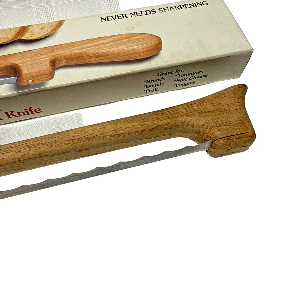 Cuchillo para pan con arco de violín original, roble para diestros hecho en Montana EE. UU. en caja Foto 4 de 4