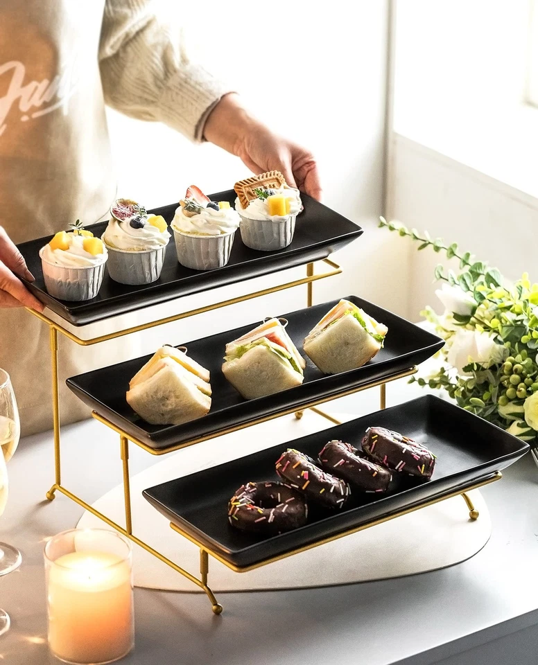 3 Tier Serving Tray Set, Tiered Serving Stand with Platters, Serving Dishes f... - Image 4 of 4