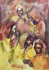 Original unique abstract figurative portrait portrait watercolor watercolor picture