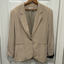 VINTAGE POTOMAC COLLECTION WOMEN'S 100 SILK BLAZER, SIZE MED, BEIGE