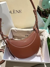 POLENE Dumpling camel leather half-moon bag French niche crescent bag