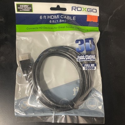 5x ROXGO 6FT HDMI Cable HIGH SPEED Gold Plated Contacts FULL HD 1080P (set of 5)