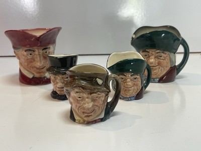 Vintage Royal Doulton Lot of 6 Character Toby Jugs 2 Small & 4 Miniature