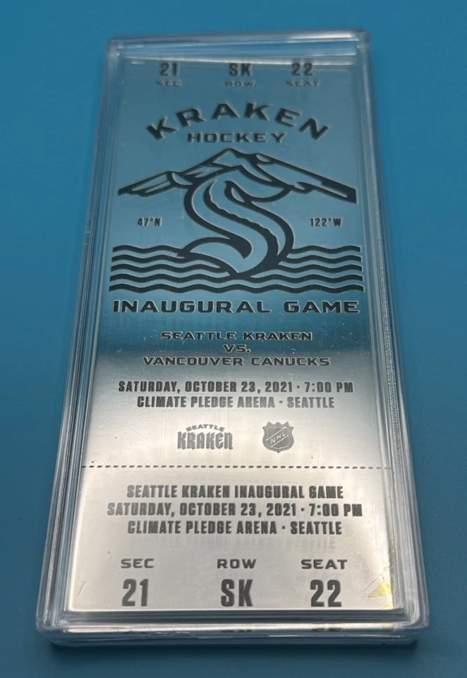 Seattle Kraken Temporada Inaugural Noche Inaugural Boleto Plateado Primer Juego en Casa Foto 2 de 4