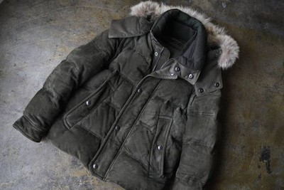 Used 2014 AW Tom Ford Suede Leather Down Jacket Outer Size 44 Khaki Color