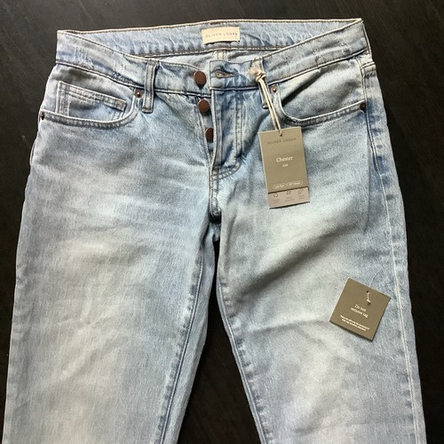Oliver Logan Chester Jeans Low Rise, Button Fly, 0/25, 30” Inseam, Lt Indigo NWT