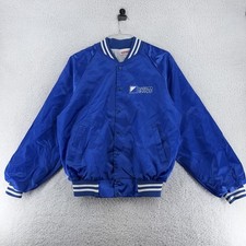 Vintage Nabisco Brands Inc. Jacket Mens Large Blue Satin Bomber Cookie Snack 80s
