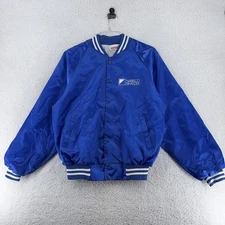 Vintage Nabisco Brands Inc. Jacket Mens Large Blue Satin Bomber Cookie Snack 80s