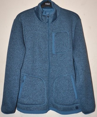 HERREN M&S COLLECTION FLEECE JACKE MIT REISSVERSCHLUSS TRICHTERAUSSCHNITT GR XXL BLAU T282530M