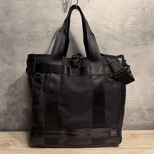 PORTER HEAT 2WAY Tote Shoulder Bag Ballistic Nylon Black Large Yoshida Authentic