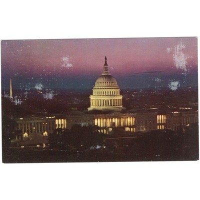 Washington D.C. US Capitol at Twilight Night View Vintage Postcard UNP