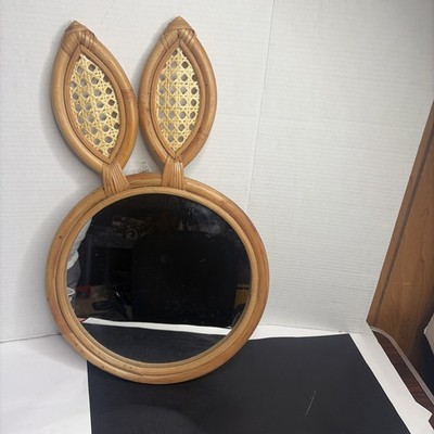 Bacninh Co Rattan Bunny Mirror Woven Wicker Rabbit Wall Decor Vietnam Handmade