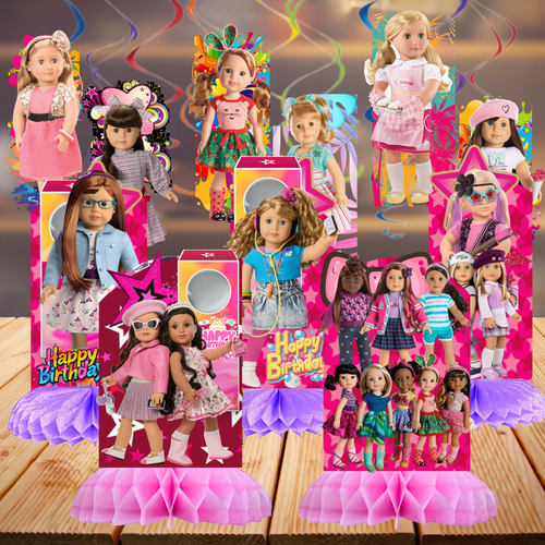 AMERICAN GIRL Muñeca Plato Cumpleaños Fiesta Suministros Globo Centro de Mesa Decoración - Imagen 31 de 66
