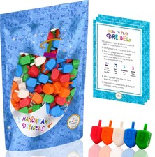 50-Pack Hanukkah Dreidels Multicolor Plastic Chanukah with English Transliterati