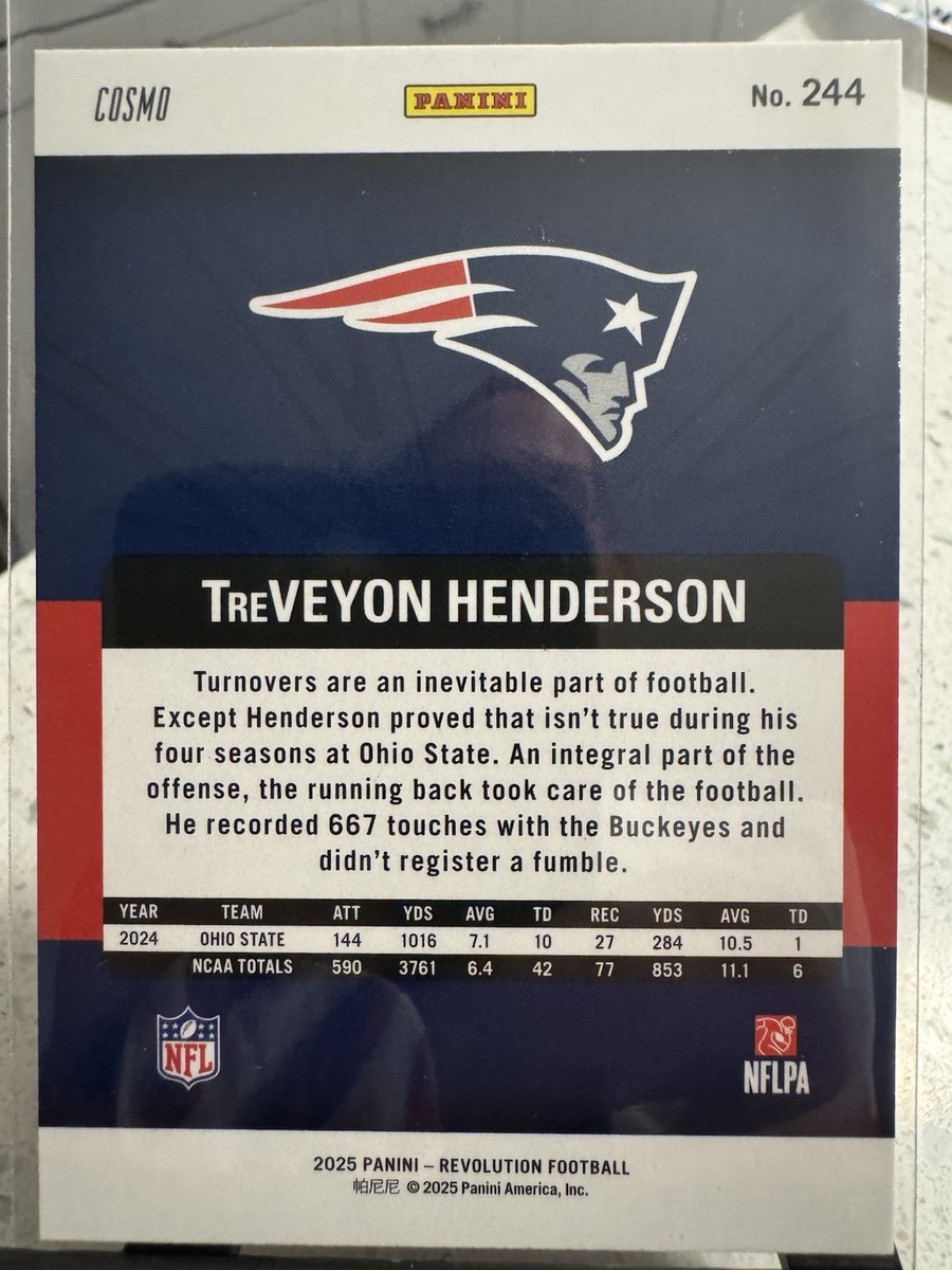 2025 Panini Revolution - Rookies TreVeyon Henderson #244 Red Cosmo