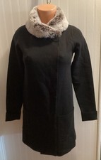 Jones & Co. NY, Black Blend Swing Coat W Faux Fur Detachable Collar XS