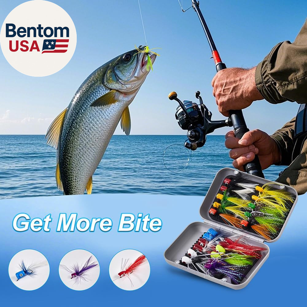 Fly Fishing Poppers - Assorted Colors & Sizes for Bass, Trout, Panfish - Image 5