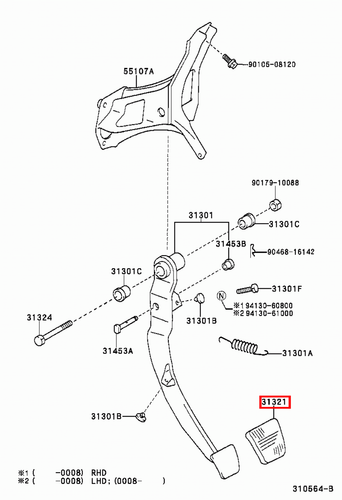 Genuine Hilux KUN35 KUN26 KUN25 KUN16 KUN15 Brake Clutch Pedal Pad Rubber x2 - Picture 10 of 20