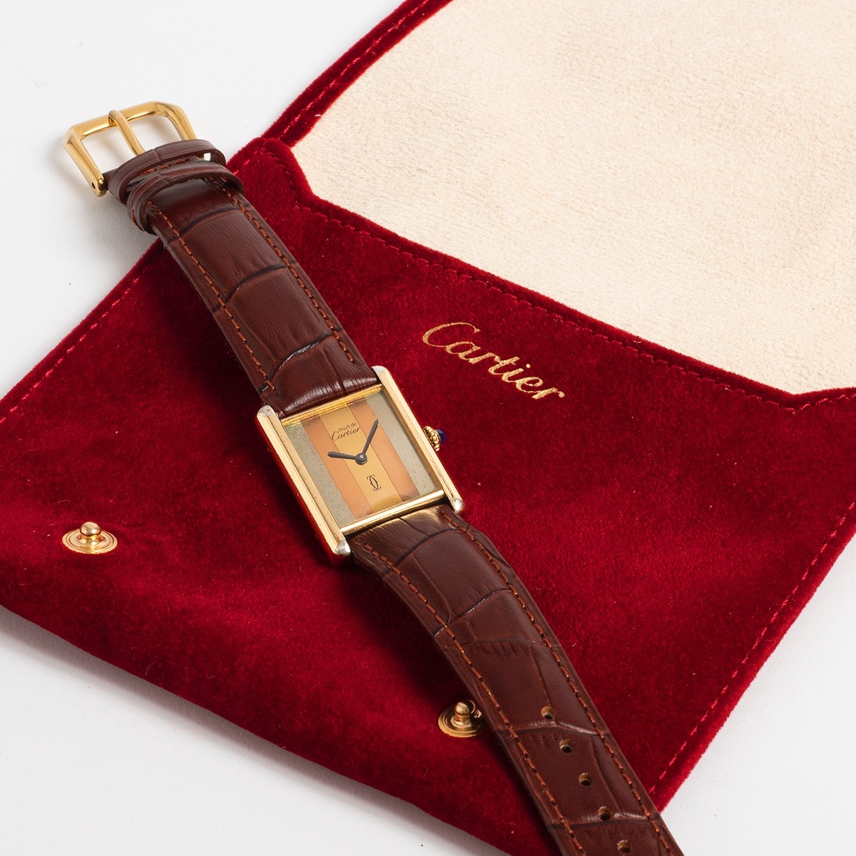 Cartier Must de Cartier Tank vermeil, large size heavy gold plated steel, c1980