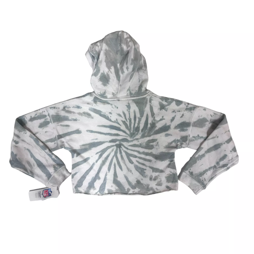 NFL Dallas Cowboys Girls Gray, White Tie Dye Cropped Hooded Sweatshirt, (L) - Picture 2 of 4