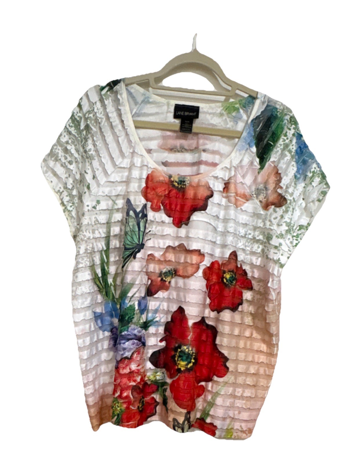 Lane Bryant Women’s Plus 18/20 Floral Butterfly Print Short Sleeve Top