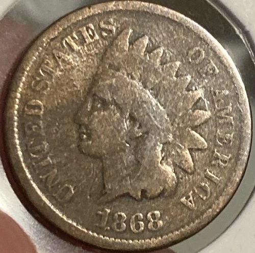 1868 Indian Head Cent Penny Good Details Cleaned