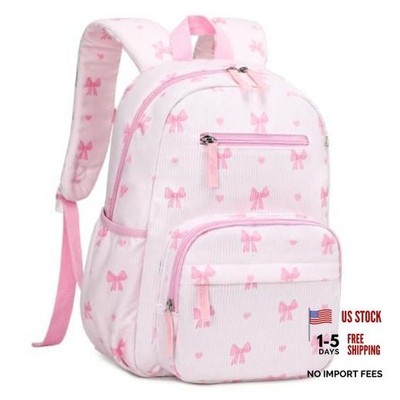 Corduroy Toddler Backpack for Kids 2-5, Pink Bow Age 2-5 (13'' H Fit A4 Folder)