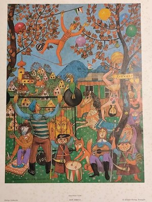  György Lehoczky Naive Kunst - Der Zirkus - Le Cirque -Kunstdruck  