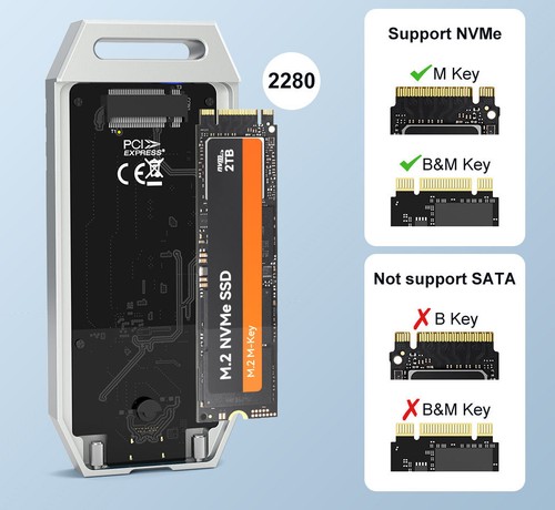 Boitier USB 4.0 Thunderbolt 4 40G pour SSD M2 NVMe. Robuste structure antichocs - Picture 6 of 6